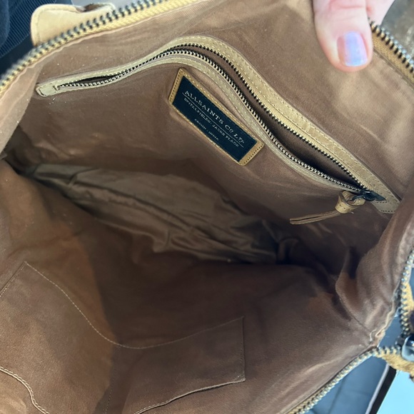 All Saints leather tote bag with deep burgundy pony skin insert - Picture 7 of 16